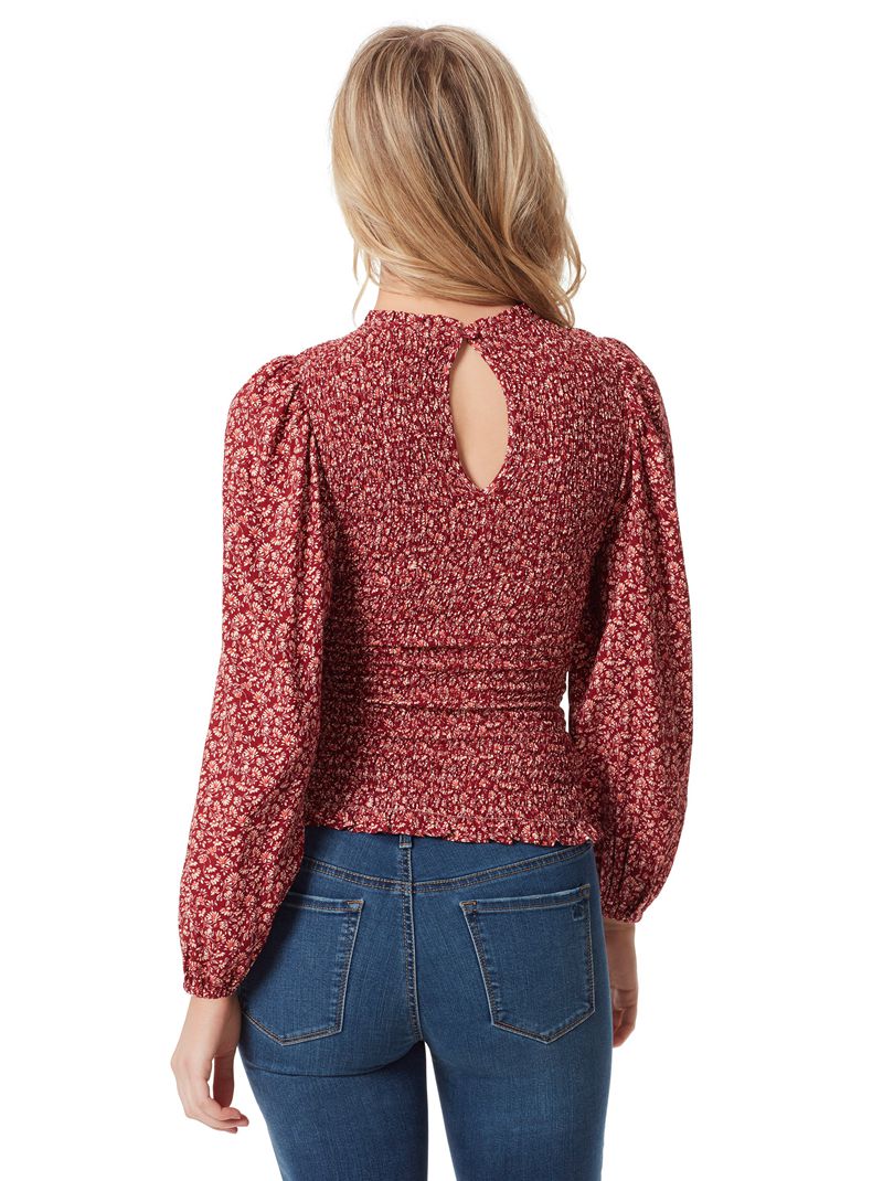 Women's Jessica Simpson Aniya Blouse Tops Burgundy | VYXUQ-8495