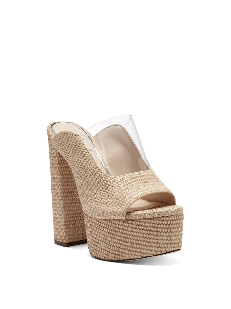 Women's Jessica Simpson Annalyn Slides Beige | ZBPSV-3198