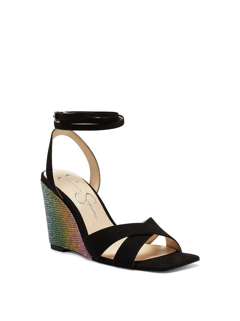 Women's Jessica Simpson Arlisa Sandals Black Multicolor | TOXUY-0514