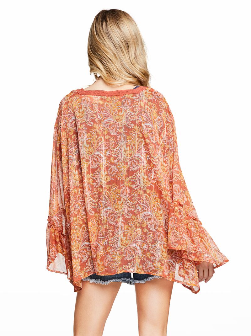 Women's Jessica Simpson B Tops Orange | KZILF-3450