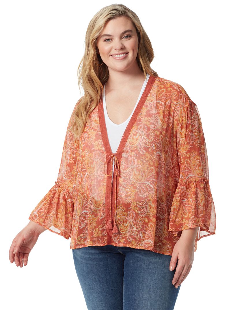 Women's Jessica Simpson B Tops Orange | KZILF-3450