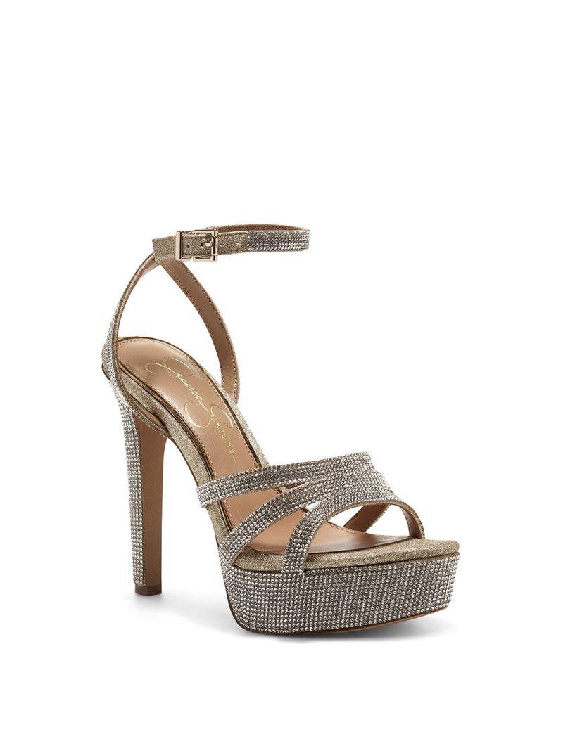 Women's Jessica Simpson Bal Platform Shoes Silver | CFYDJ-2709