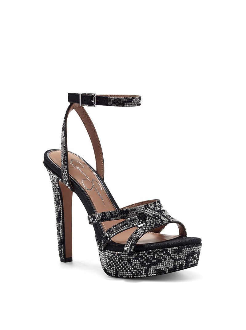 Women's Jessica Simpson Bal Platform Shoes Black Snake | MTFQD-3546