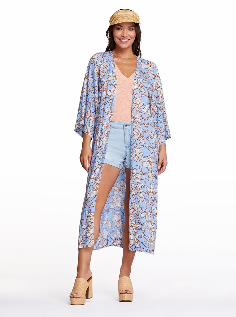 Women's Jessica Simpson Blakely Duster Tops Blue | QDHXB-7924