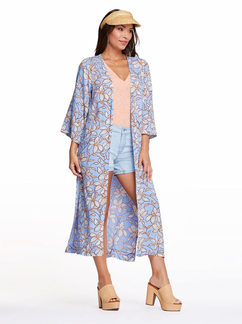 Women's Jessica Simpson Blakely Duster Tops Blue | QDHXB-7924