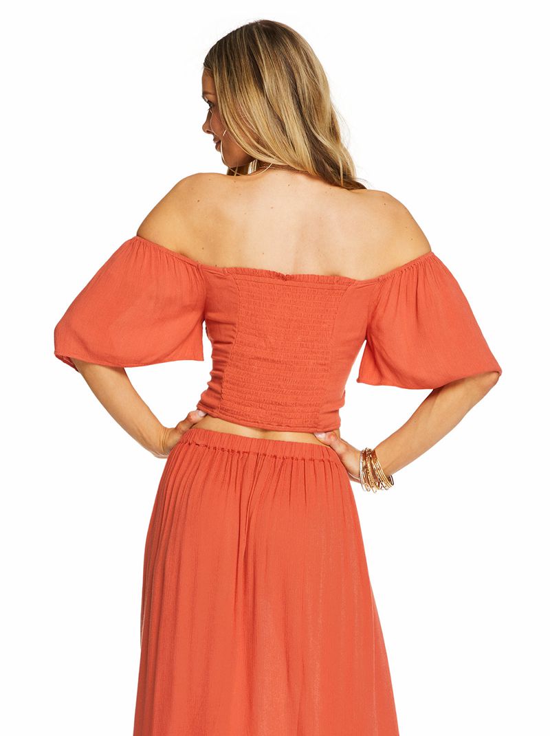 Women's Jessica Simpson Br Tops Orange Red | TNDJL-8794