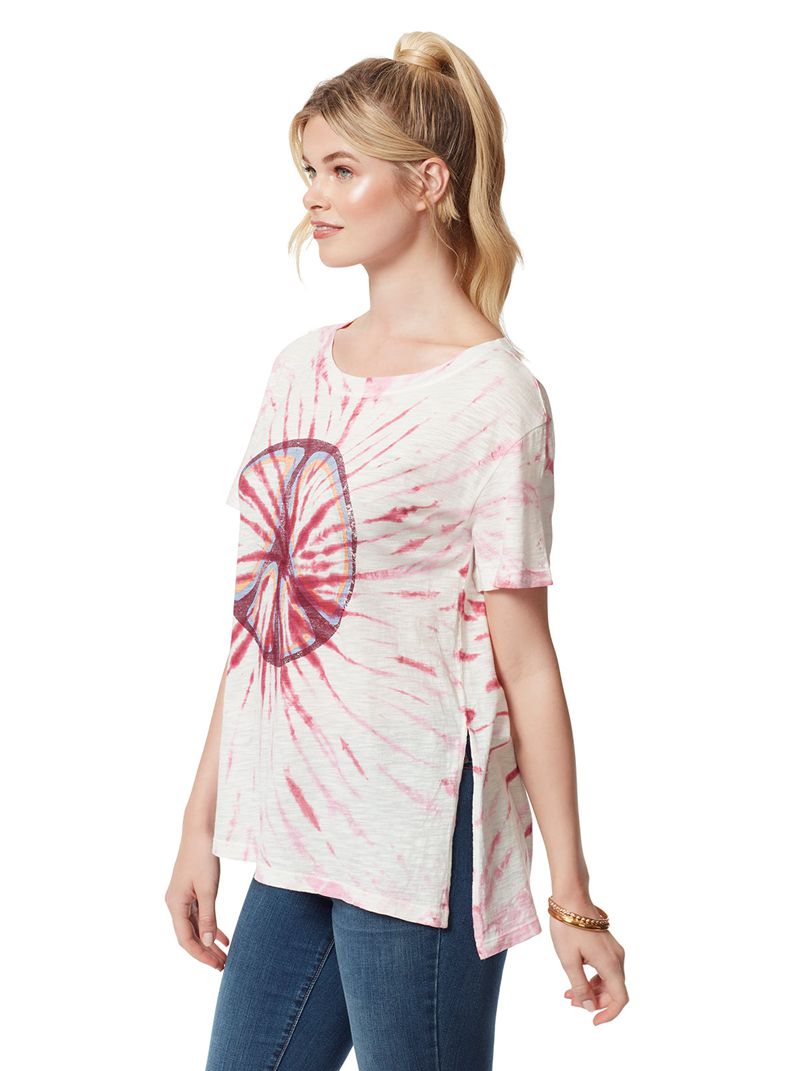 Women's Jessica Simpson Chelsea Graphic Tops White / Red | HKZEX-9752