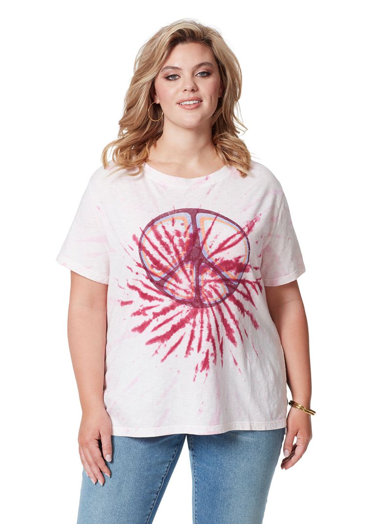 Women's Jessica Simpson Chelsea Graphic Tops White / Red | HKZEX-9752