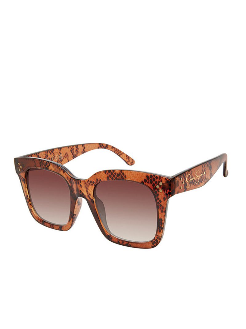 Women\'s Jessica Simpson Chic Rectangular Sunglasses Brown Snake | QDTAR-5291