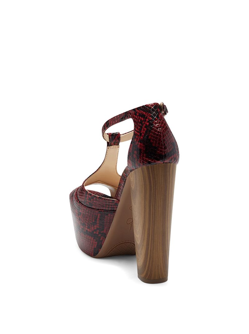 Women's Jessica Simpson Dany T-Strap Platform Shoes Red Snake | EZFPN-1634