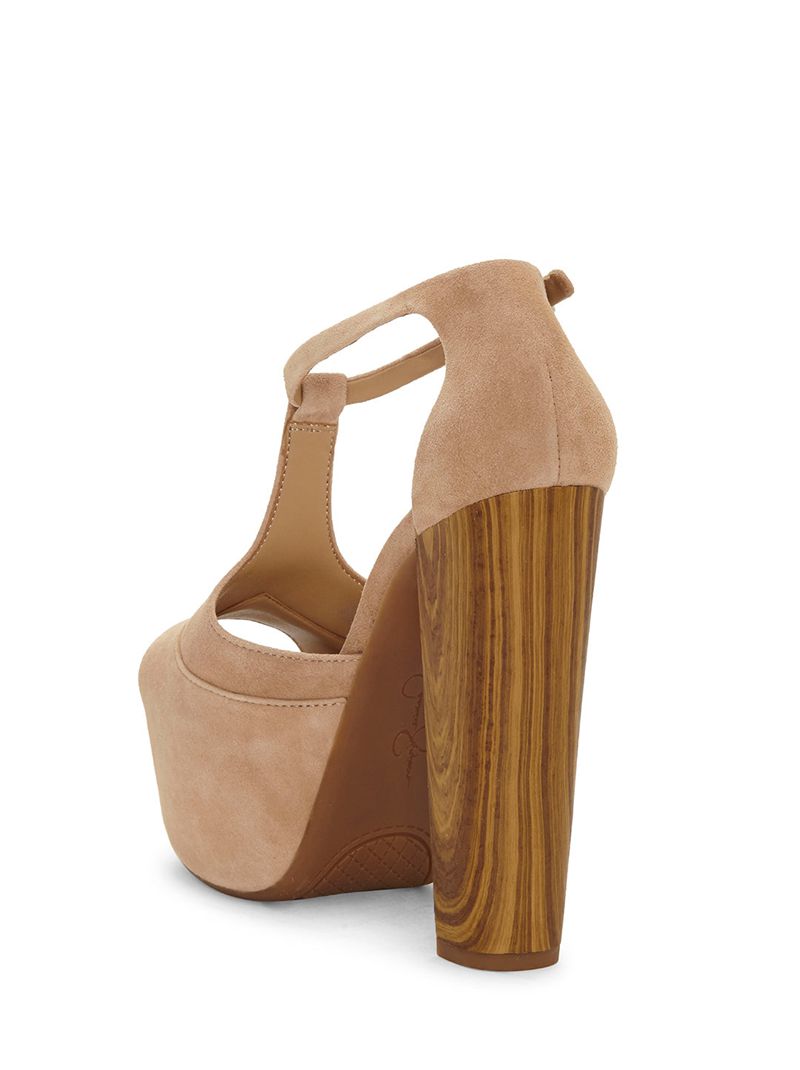 Women's Jessica Simpson Dany T-Strap Platform Shoes Brown | JPKVH-4537