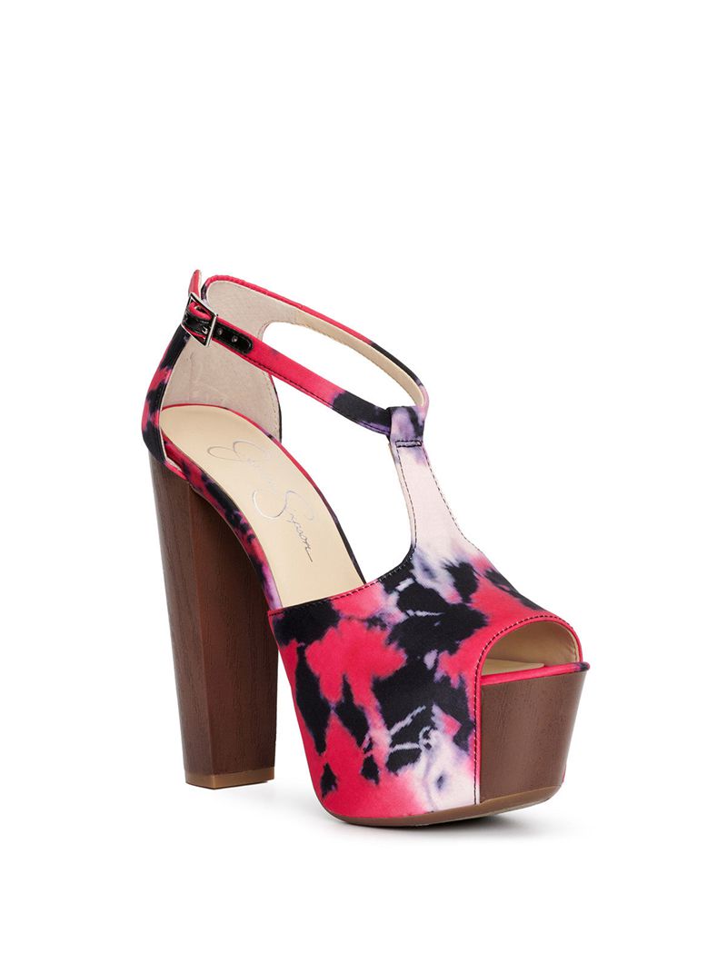 Women's Jessica Simpson Dany T-Strap Platform Shoes Pink Purple / Multicolor | LAMSE-6427