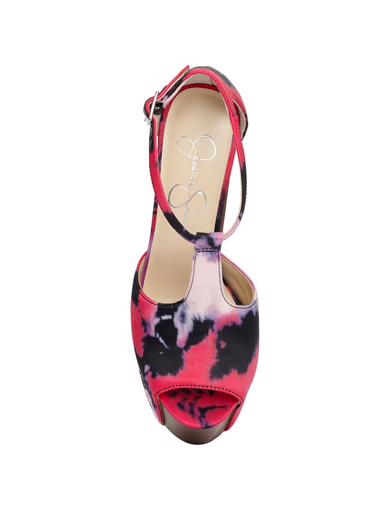 Women's Jessica Simpson Dany T-Strap Sandals Pink Purple / Multicolor | TACHV-7420