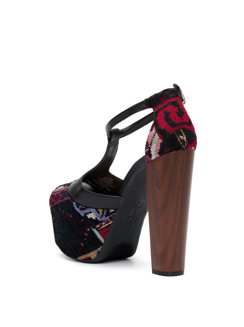 Women's Jessica Simpson Dany T-Strap Sandals Red Multicolor | XJKMF-7250