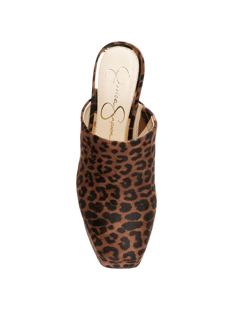 Women's Jessica Simpson Denima Slides Beige Leopard | OWQLX-6413