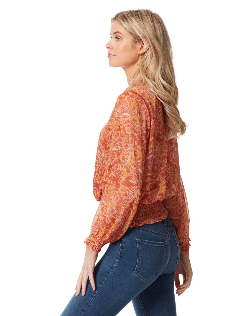 Women's Jessica Simpson Emery Blouse Tops Orange | DPSTX-0861