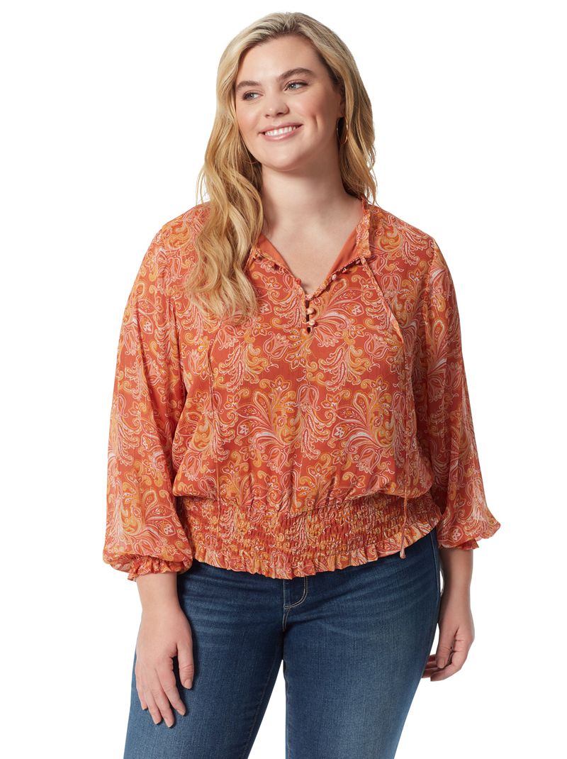 Women's Jessica Simpson Emery Blouse Tops Orange | DPSTX-0861