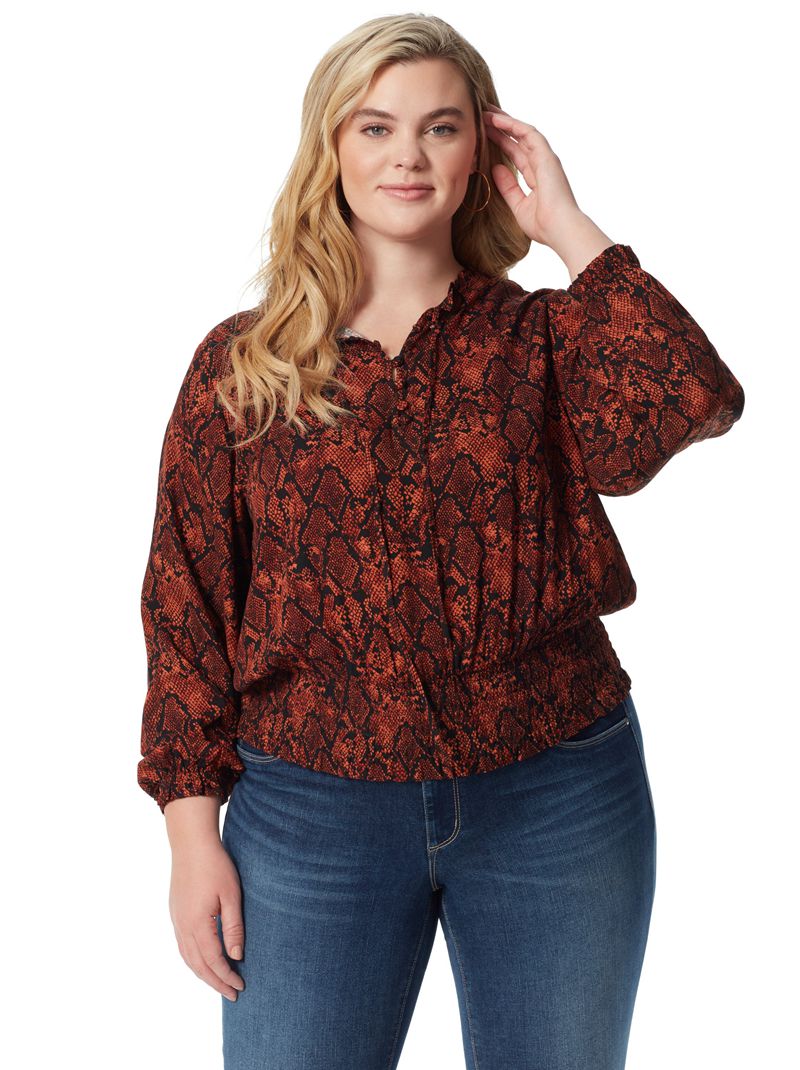 Women's Jessica Simpson Emery Blouse Tops Snake | RCGIU-3925