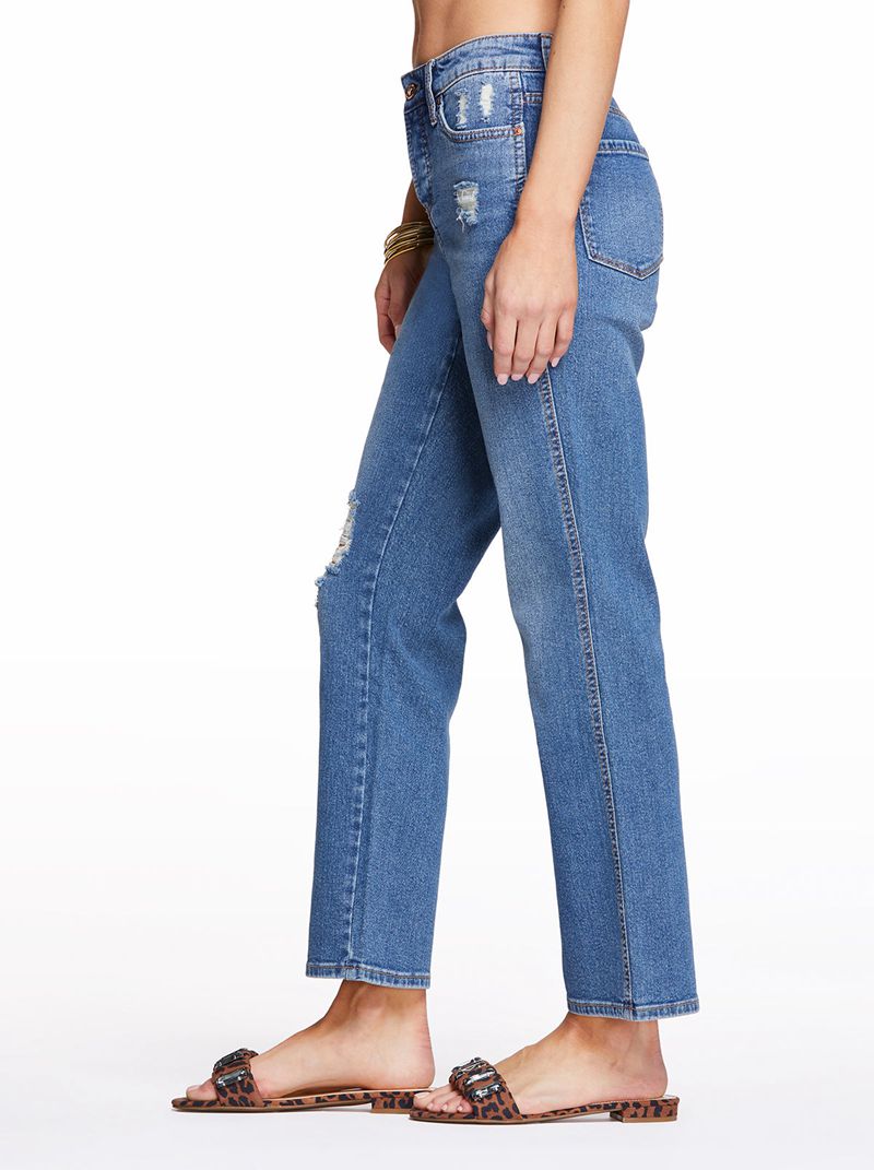 Women's Jessica Simpson Flirt High Rise Straight Crop Jeans Blue | FRDMQ-4657