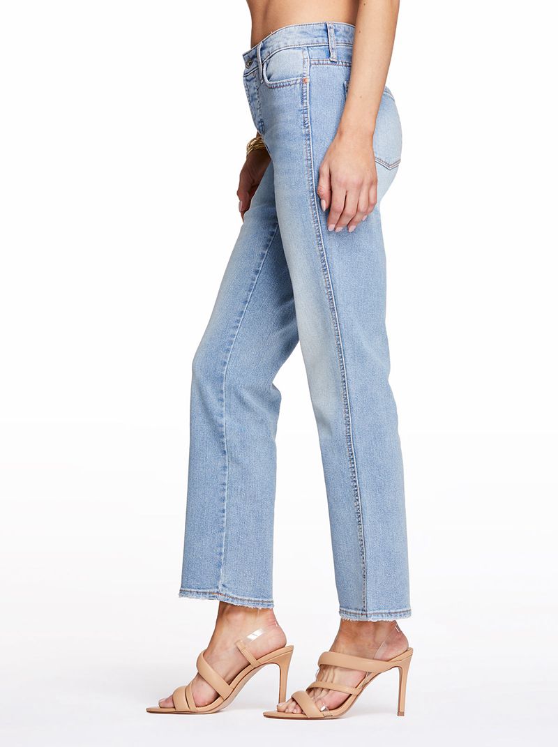 Women's Jessica Simpson Flirt High Rise Straight Crop Bottoms Blue | MVWIA-2987