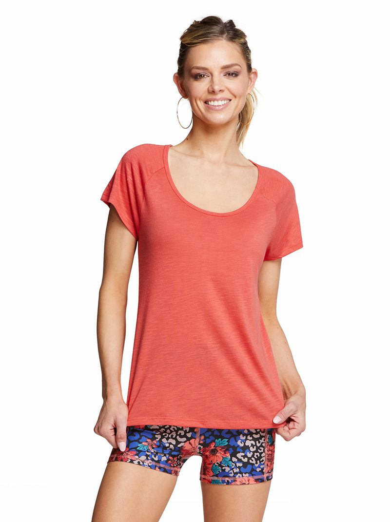 Women\'s Jessica Simpson Flow Tops Orange | QGNUW-6403