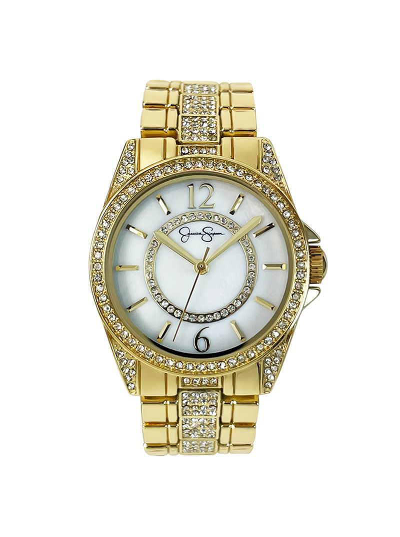 Women\'s Jessica Simpson Gold Tone Crystal Bracelet Watches Gold | TQJAM-2736