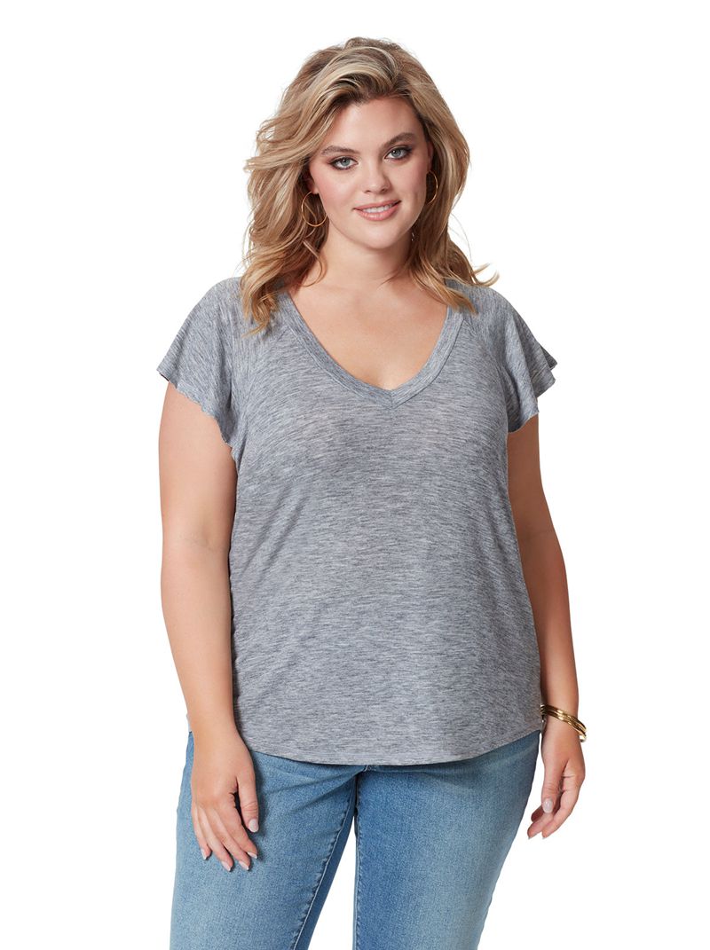 Women's Jessica Simpson Gracie T Shirts Grey | CHFLN-5978