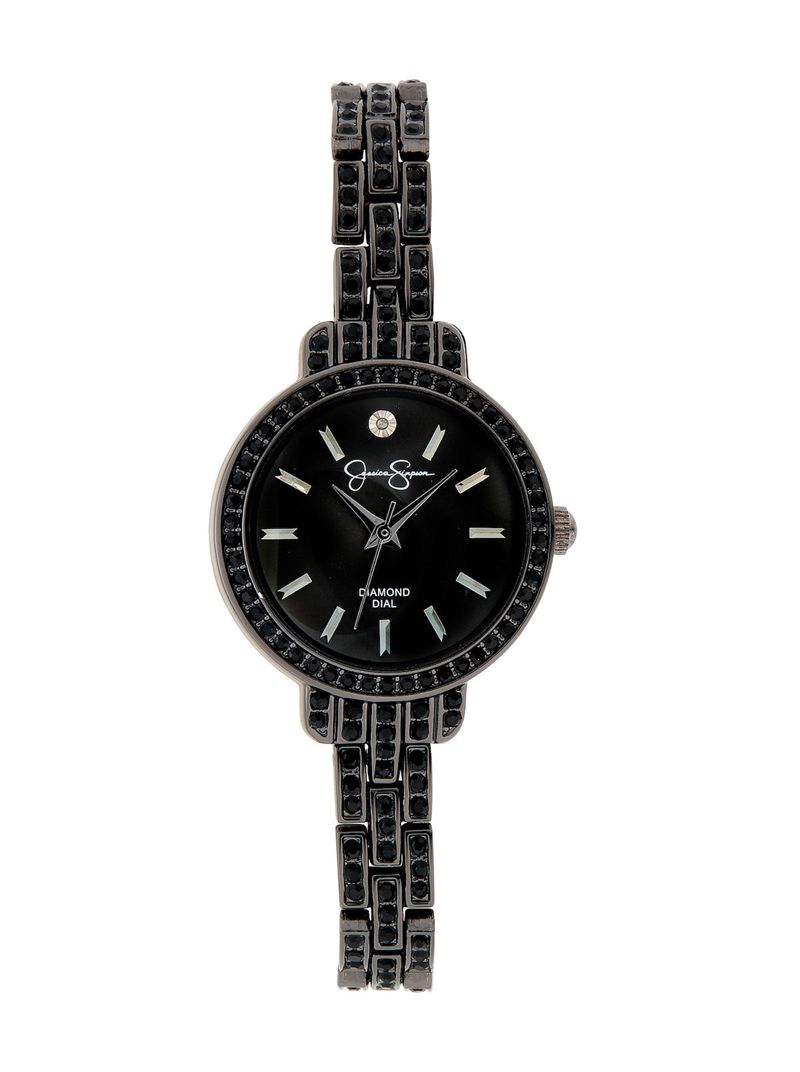 Women\'s Jessica Simpson Gunmetal Genu Watches Black | GWXNK-2954