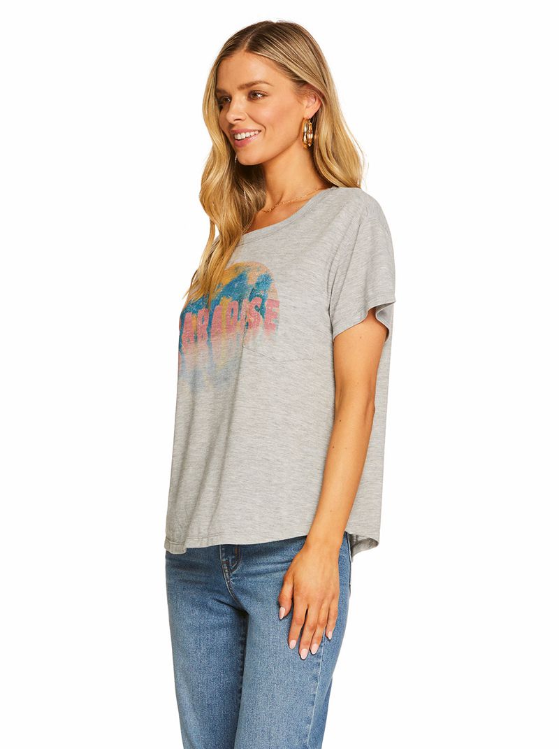 Women's Jessica Simpson Harlow Graphic Tops Light Grey | PGJYX-4985