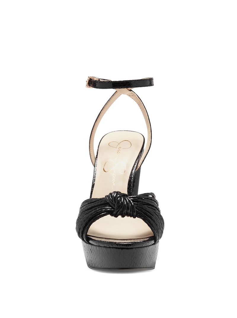 Women's Jessica Simpson Immie Platform Shoes Black Snake | QANGH-8957