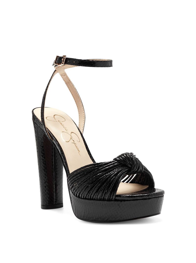 Women's Jessica Simpson Immie Platform Shoes Black Snake | QANGH-8957