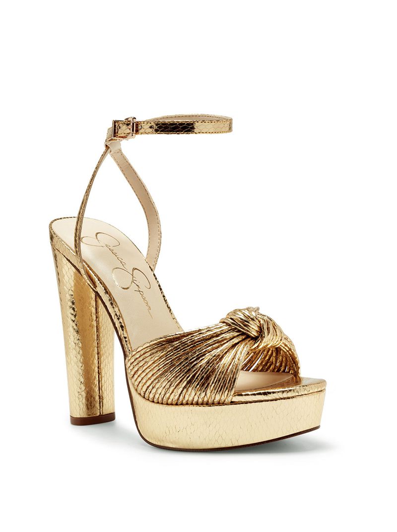 Women's Jessica Simpson Immie Platform Shoes Gold | RFKTE-2356