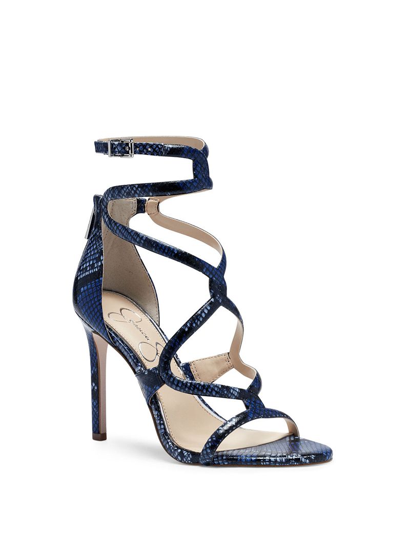 Women's Jessica Simpson Janya Sandals Blue Snake | AKLMQ-5193