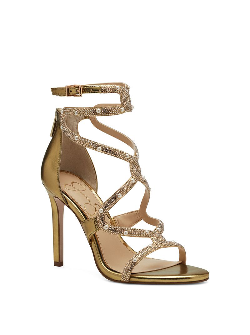 Women's Jessica Simpson Janya Sandals Light Gold | OLVUX-0315