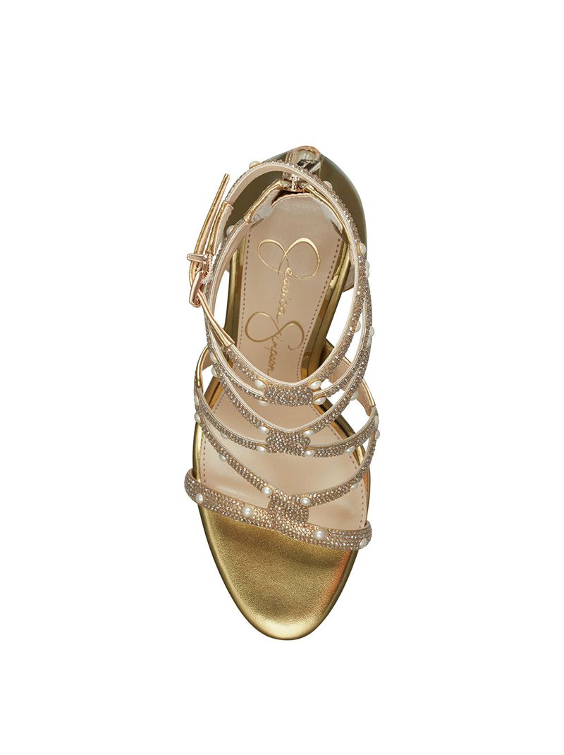 Women's Jessica Simpson Janya Sandals Light Gold | OLVUX-0315