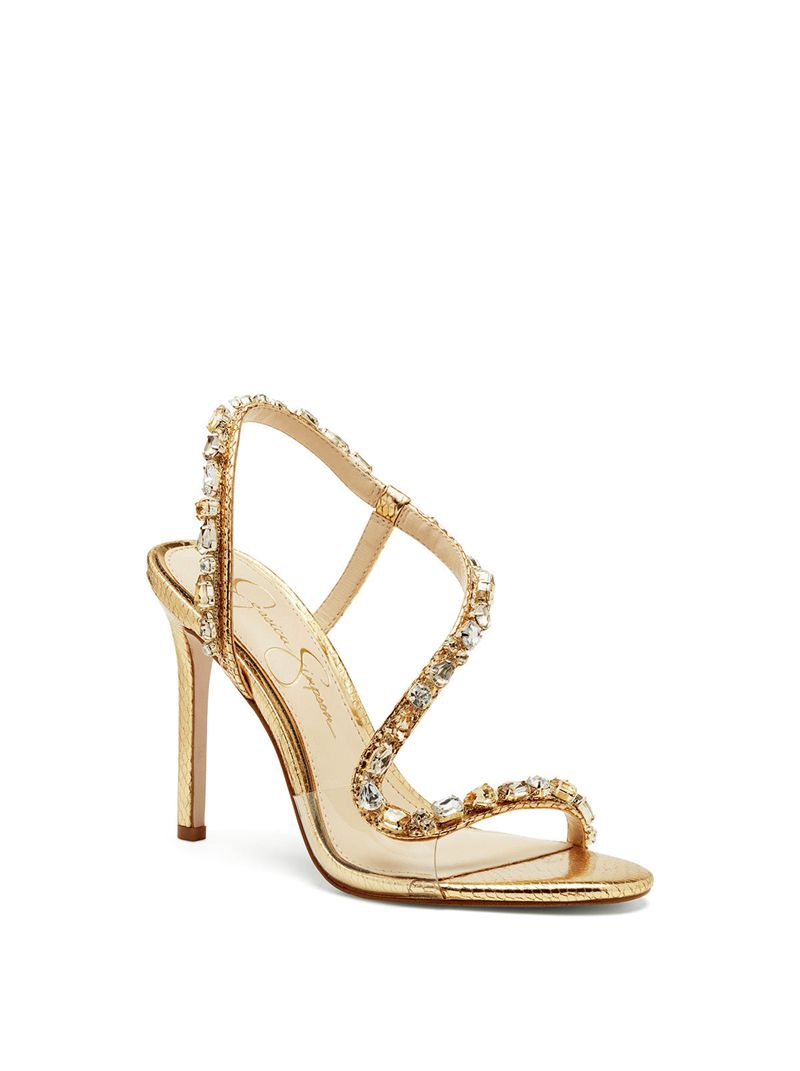 Women's Jessica Simpson Jayc Sandals Gold | XHZVG-7532