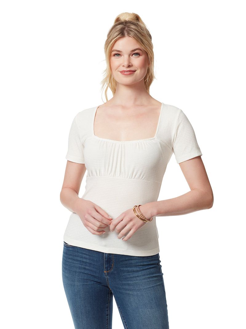 Women\'s Jessica Simpson Jordyn Sweetheart Tops White | NVDIH-1036