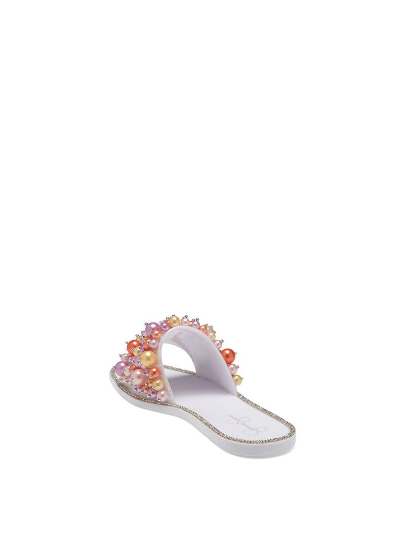 Women's Jessica Simpson Kassime Flat Shoes White Multicolor | YMPEI-6290