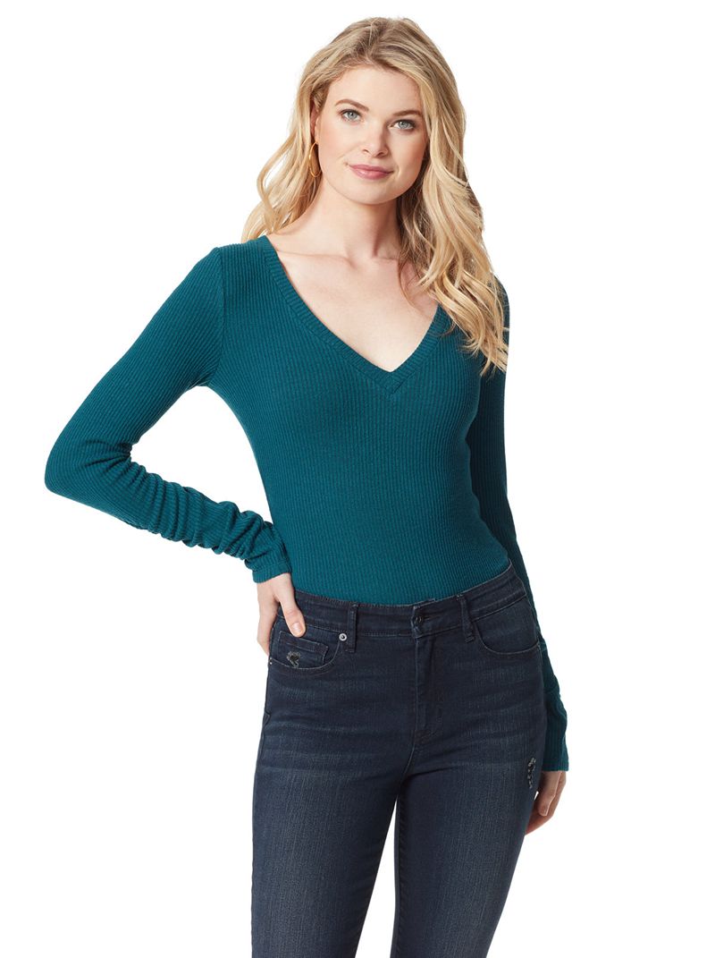 Women\'s Jessica Simpson Kira Tops Deep Turquoise | RWYHS-7291