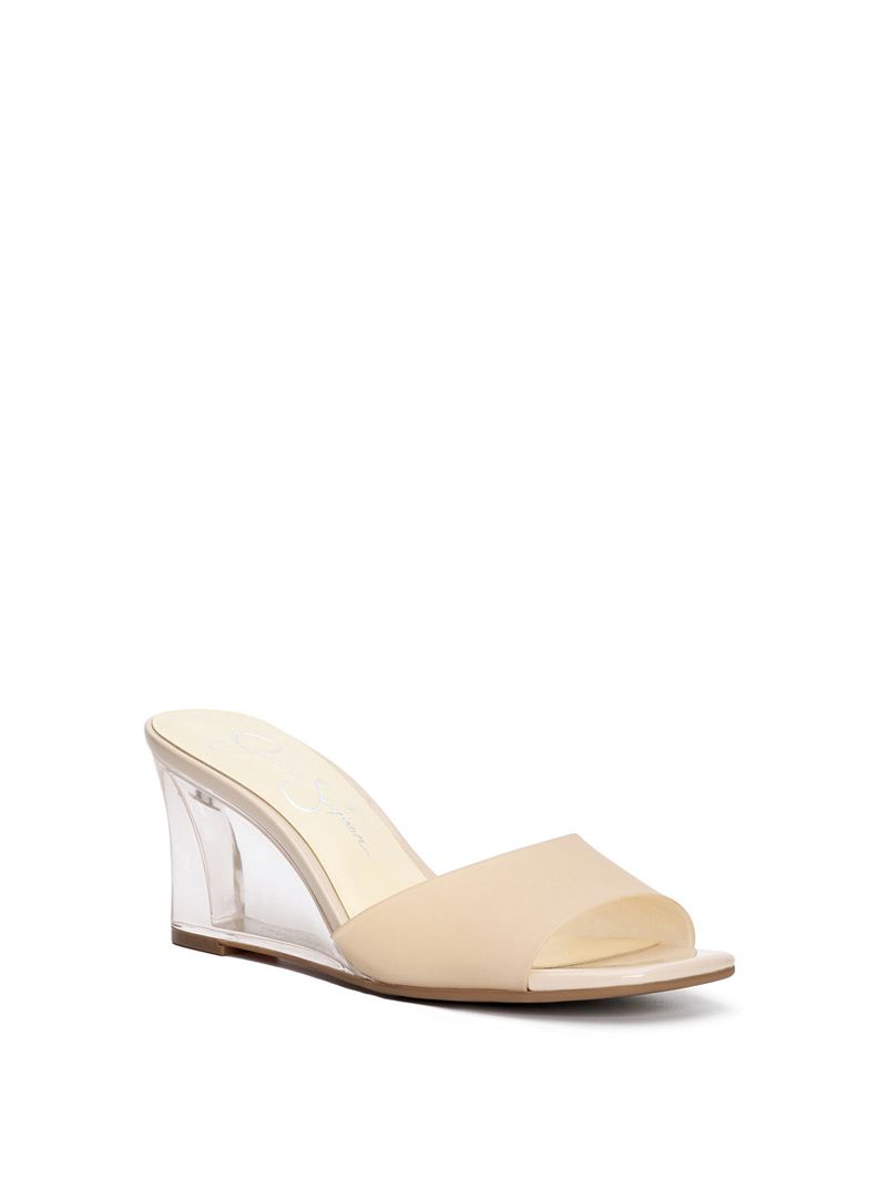 Women's Jessica Simpson Merlote Slides Beige | LCQOF-1042