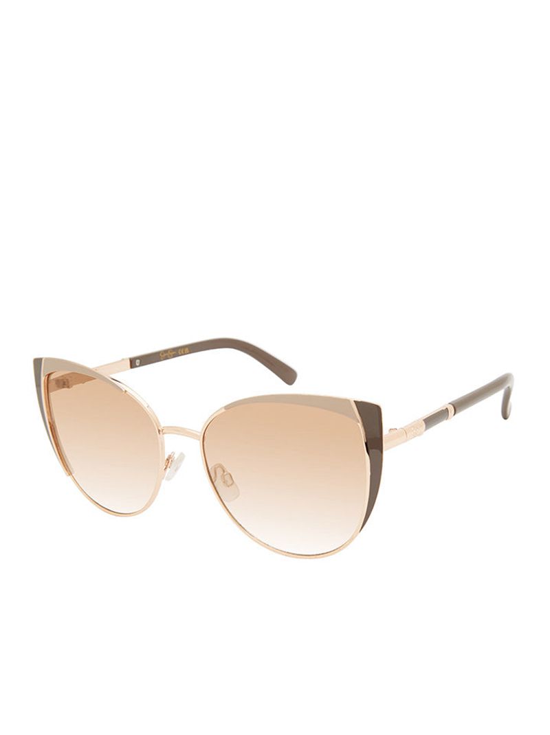 Women\'s Jessica Simpson Metal Cat-Eye with Enamel Sunglasses Gold Beige | ZTNBY-1327