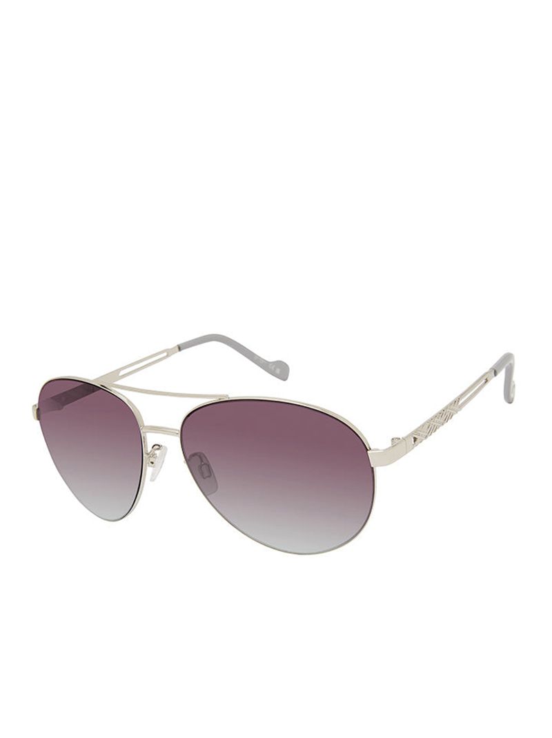 Women\'s Jessica Simpson Metal Pilot Aviator Sunglasses Silver Grey | JOFGP-6342