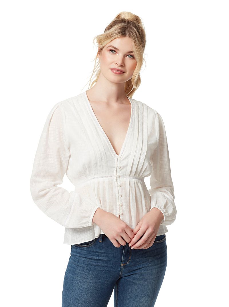 Women\'s Jessica Simpson Miranda Blouse Tops White | SJQDC-6084