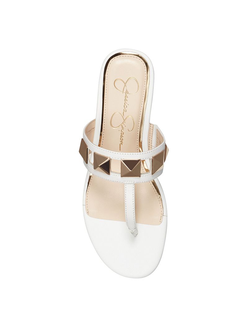 Women's Jessica Simpson Movena Thong Flat Shoes White | SFGDZ-2960