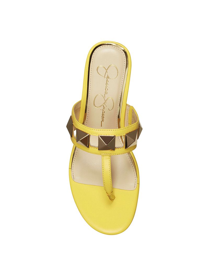 Women's Jessica Simpson Movena Thong Slides Yellow | DZYMH-2407