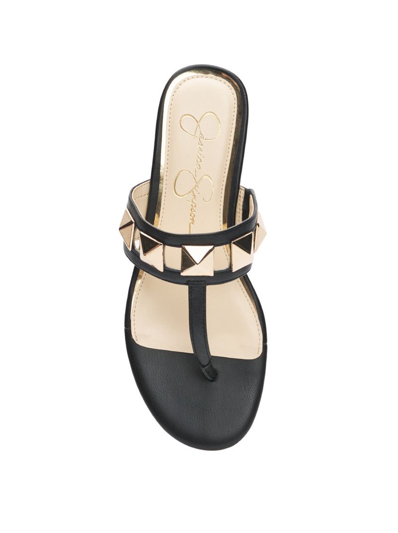 Women's Jessica Simpson Movena Thong Slides Black | MYROW-3126