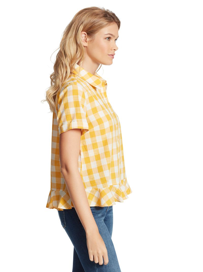 Women's Jessica Simpson Nellie Tops White / Yellow | WZAOR-5864