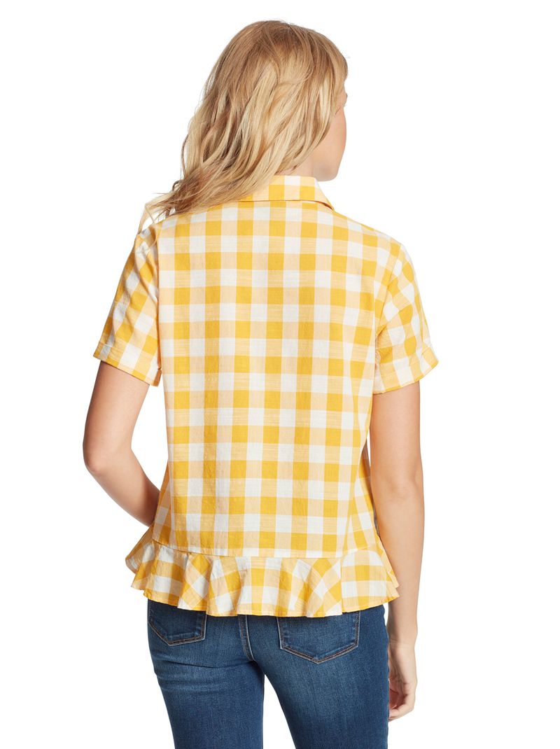 Women's Jessica Simpson Nellie Tops White / Yellow | WZAOR-5864