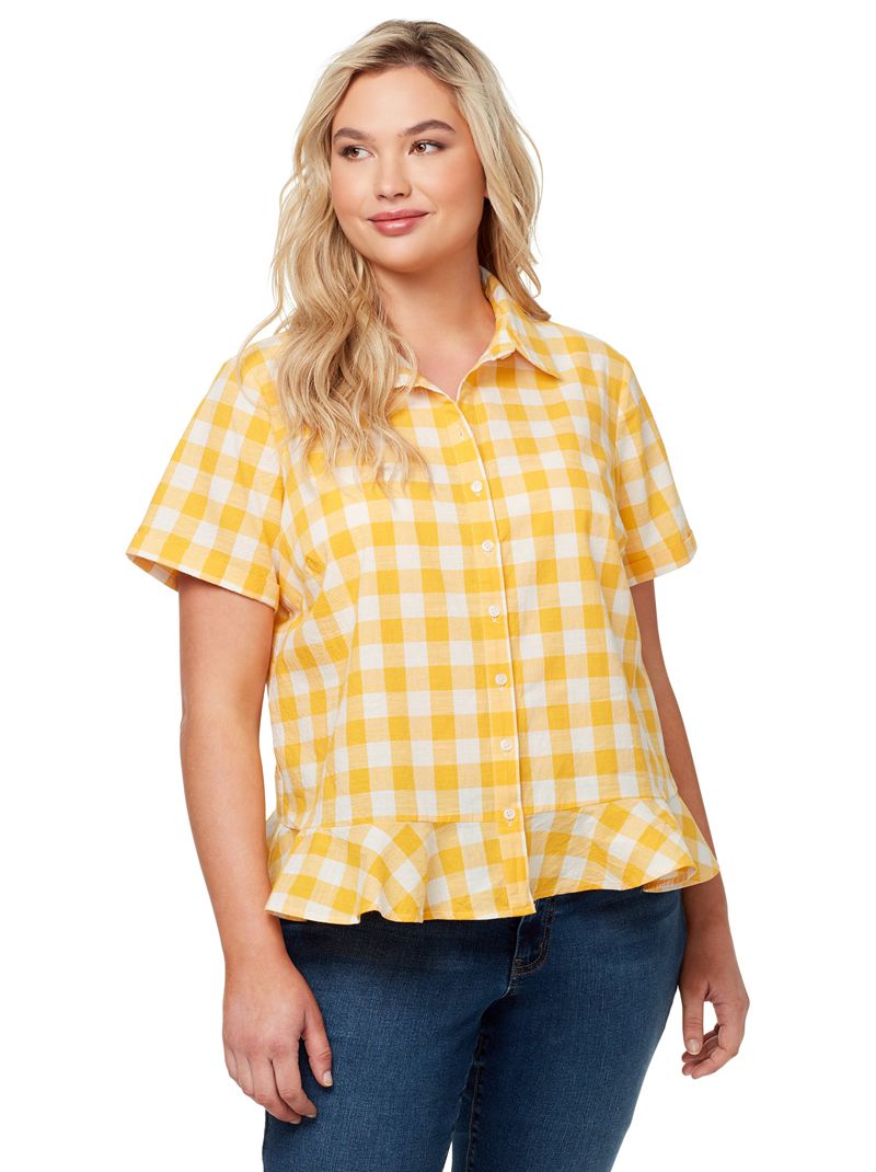 Women's Jessica Simpson Nellie Tops White / Yellow | WZAOR-5864