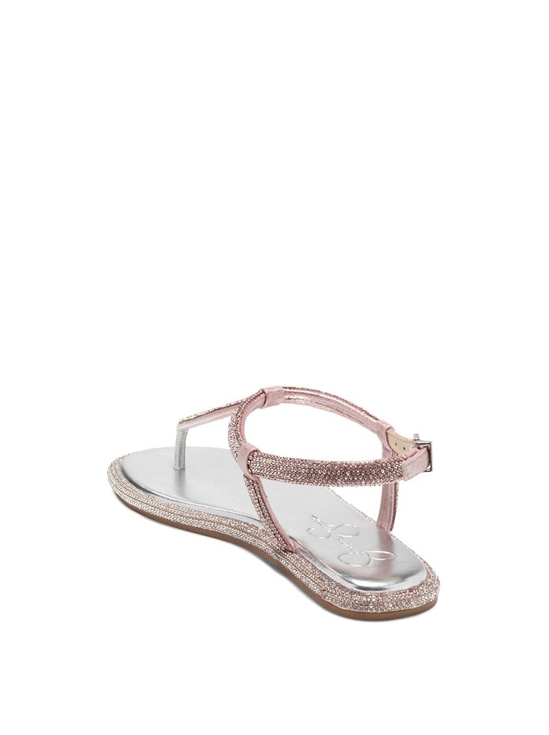 Women's Jessica Simpson Oliara T-Strap Slides Silver | BICOV-9534